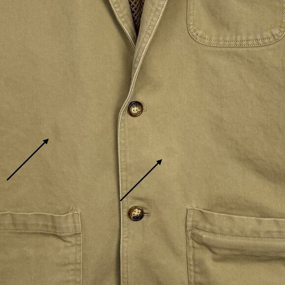 ORVIS Jacket Mens 42T Tan Blazer Cotton Leather Trim Elbow Patch Safari Fishing - Picture 8 of 8